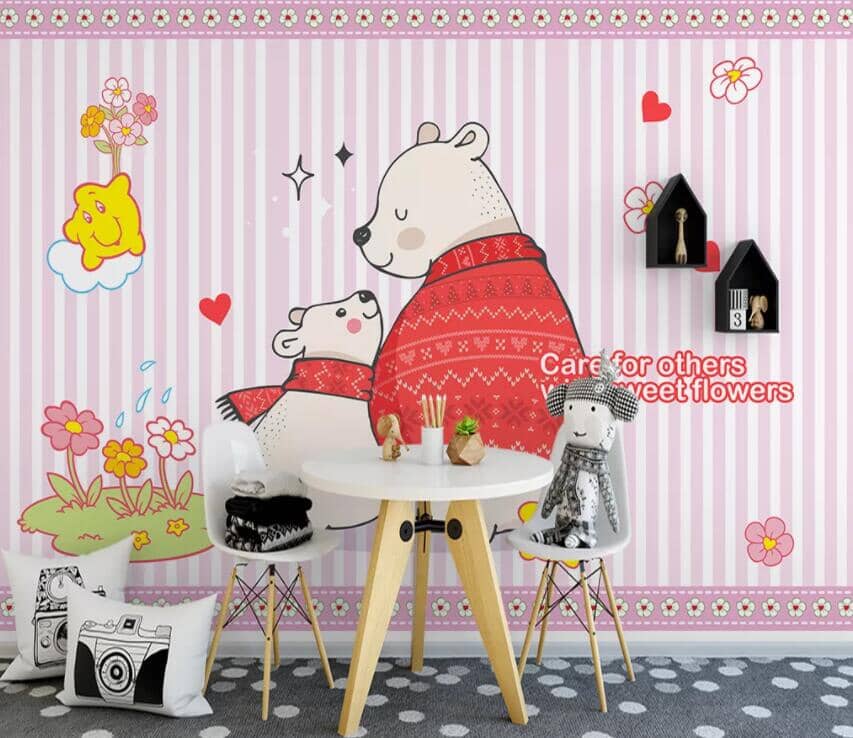3D Red Bear 1845 Wall Murals Wallpaper AJ Wallpaper 2