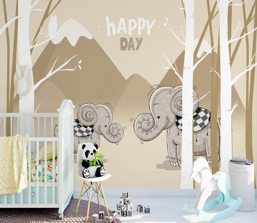 3D Elephant Forest 1844 Wall Murals Wallpaper AJ Wallpaper 2