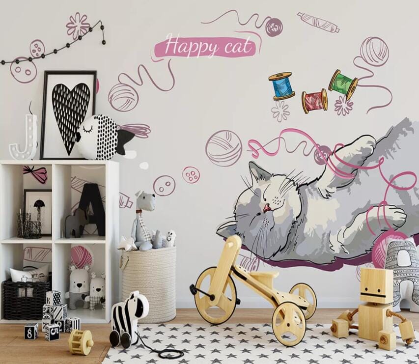 3D Lazy Cat 1842 Wall Murals Wallpaper AJ Wallpaper 2