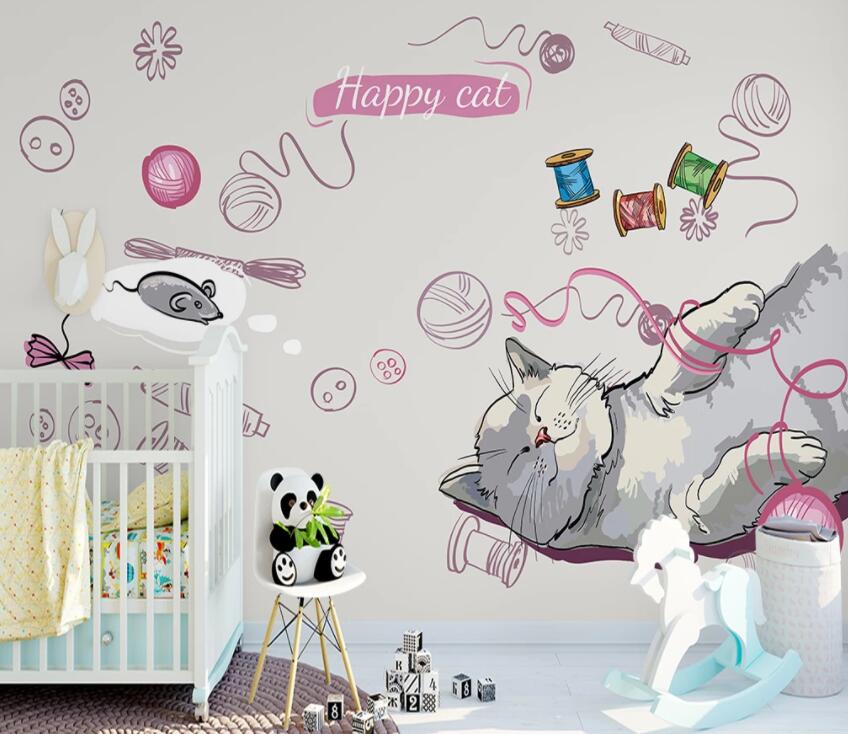 3D Cute Kitten 496 Wall Murals Wallpaper AJ Wallpaper 2