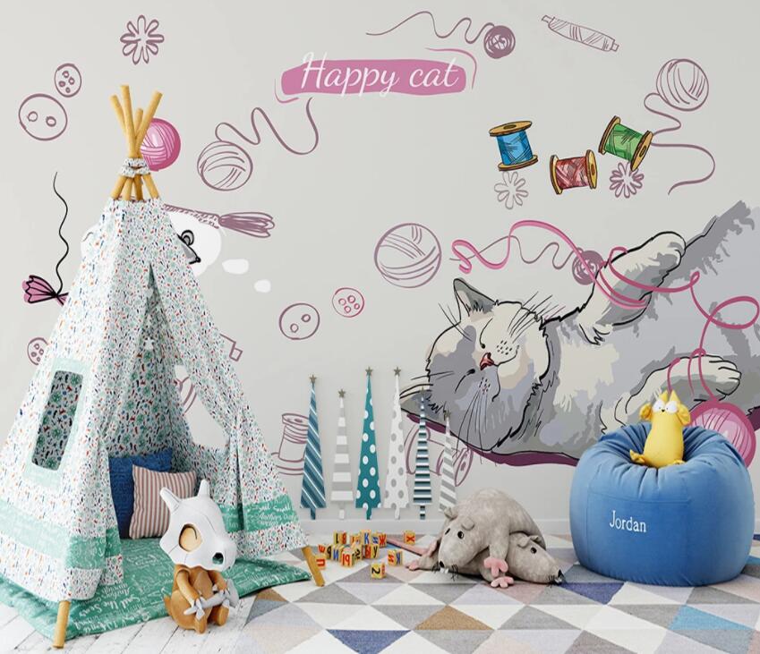 3D Cute Kitten 496 Wall Murals Wallpaper AJ Wallpaper 2