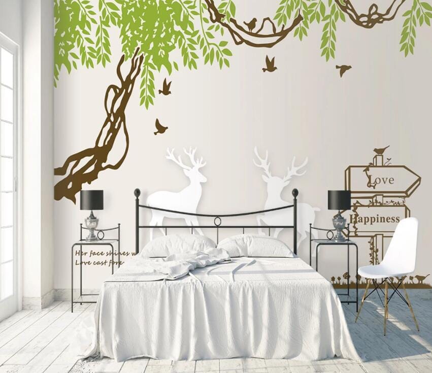 3D Green Leaf Flying Bird 1839 Wall Murals Wallpaper AJ Wallpaper 2