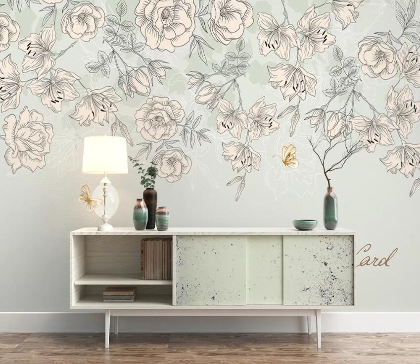 3D White Flowers 445 Wall Murals Wallpaper AJ Wallpaper 2