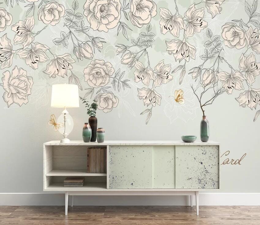 3D Grey Flowers 1804 Wall Murals Wallpaper AJ Wallpaper 2