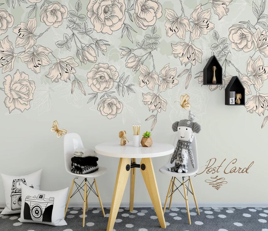 3D White Flowers 445 Wall Murals Wallpaper AJ Wallpaper 2