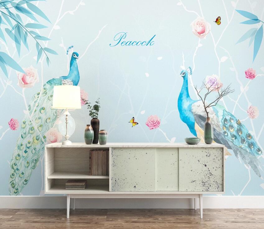 3D Colored Peacock 435 Wall Murals Wallpaper AJ Wallpaper 2