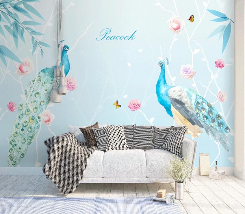 3D Colored Peacock 435 Wall Murals Wallpaper AJ Wallpaper 2