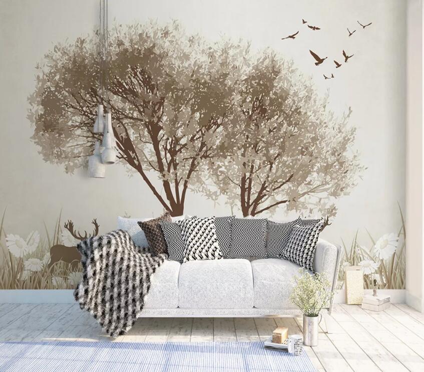 3D Tree Bird 434 Wall Murals Wallpaper AJ Wallpaper 2