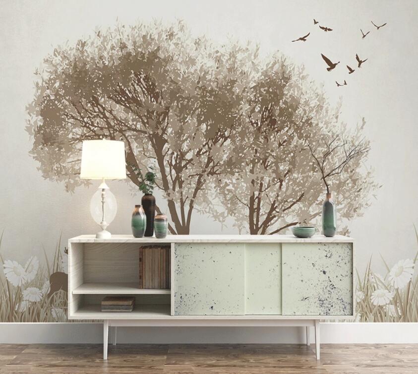 3D Tree Bird 434 Wall Murals Wallpaper AJ Wallpaper 2