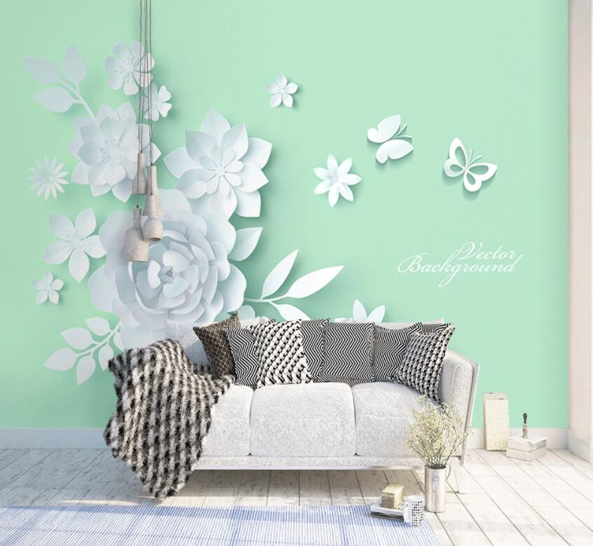 3D White Flowers 428 Wall Murals Wallpaper AJ Wallpaper 2
