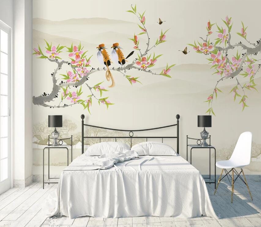 3D Flower Bird 1784 Wall Murals Wallpaper AJ Wallpaper 2