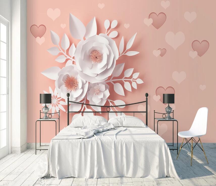 3D White Flowers 414 Wall Murals Wallpaper AJ Wallpaper 2