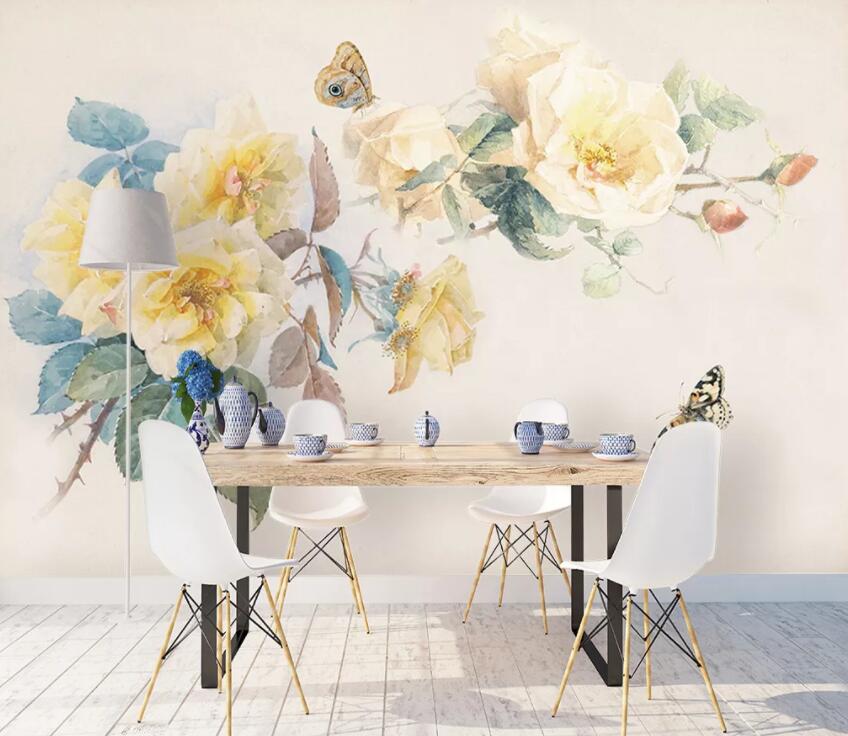 3D Colored Flowers 411 Wall Murals Wallpaper AJ Wallpaper 2