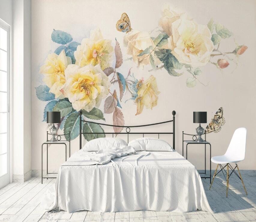 3D Flower Butterfly 1777 Wall Murals Wallpaper AJ Wallpaper 2