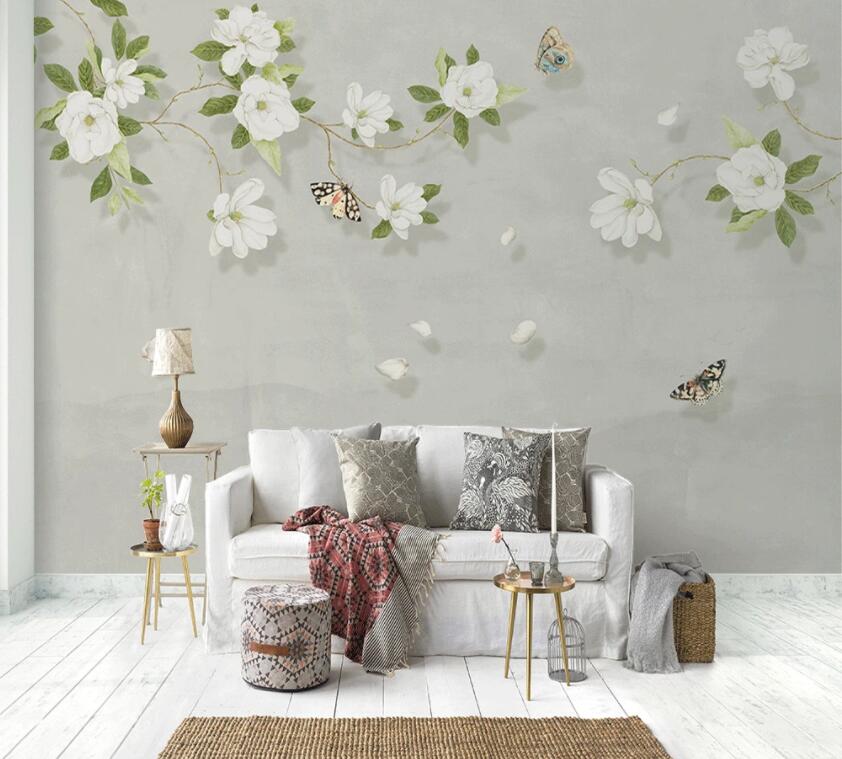 3D Flower Butterfly 344 Wall Murals Wallpaper AJ Wallpaper 2