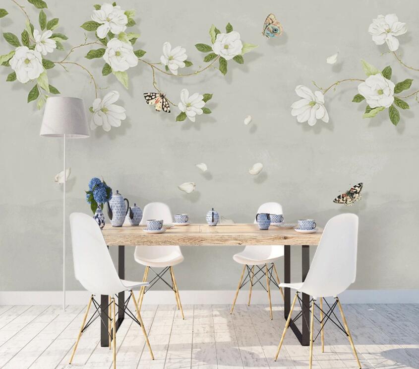 3D Flower Butterfly 344 Wall Murals Wallpaper AJ Wallpaper 2