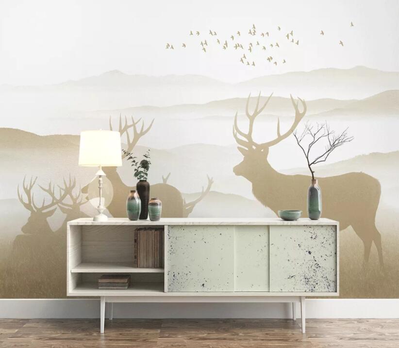 3D Deer Bird 314 Wall Murals Wallpaper AJ Wallpaper 2