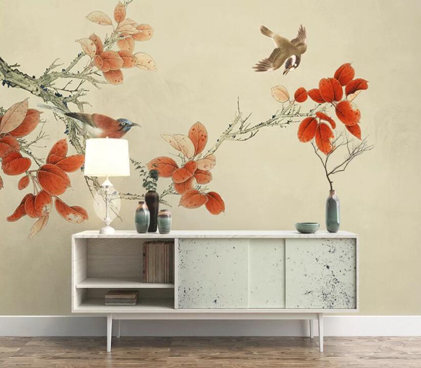 3D Red Flower 302 Wall Murals Wallpaper AJ Wallpaper 2
