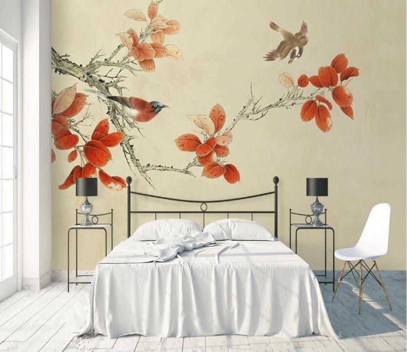 3D Red Flower 302 Wall Murals Wallpaper AJ Wallpaper 2
