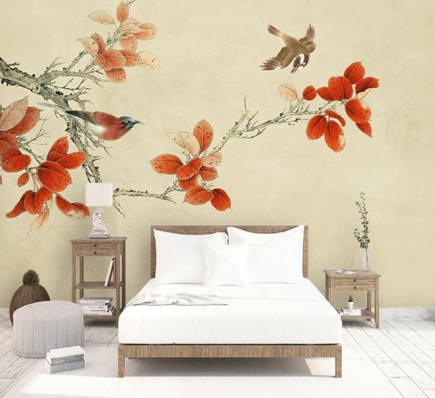 3D Red Flower 302 Wall Murals Wallpaper AJ Wallpaper 2