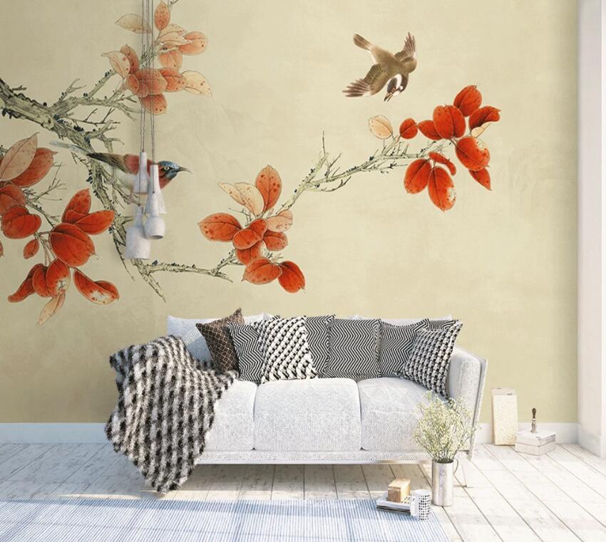 3D Red Flower 302 Wall Murals Wallpaper AJ Wallpaper 2