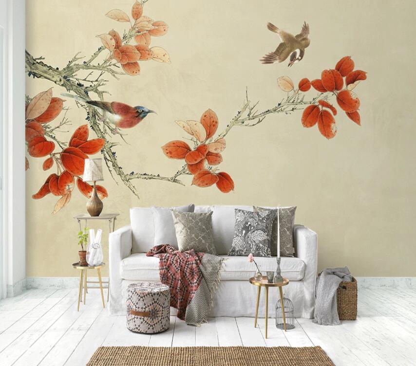 3D Red Flower 302 Wall Murals Wallpaper AJ Wallpaper 2