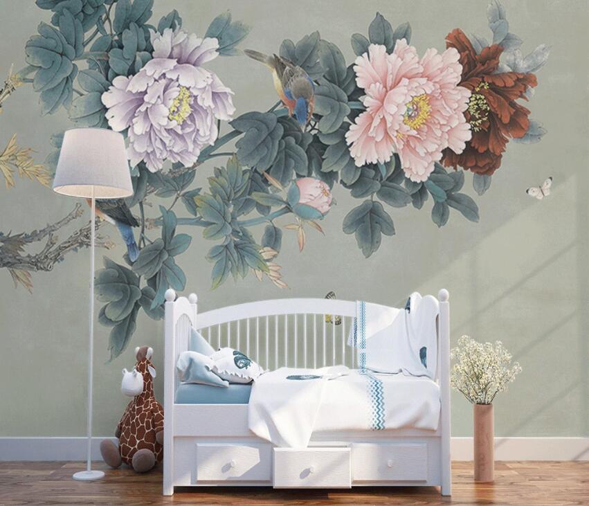 3D Colored Peony 299 Wall Murals Wallpaper AJ Wallpaper 2