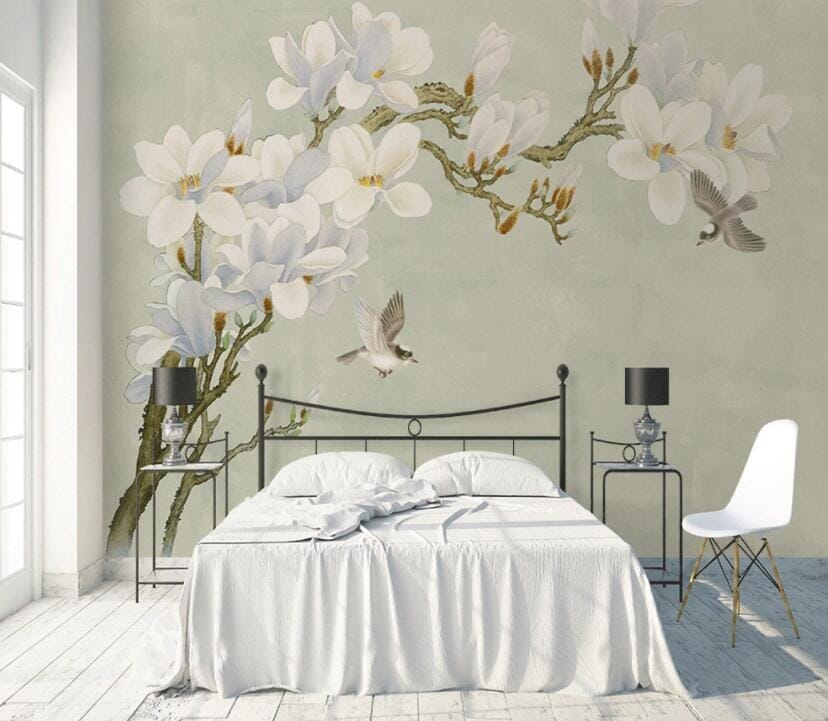 3D White Flowers 1678 Wall Murals Wallpaper AJ Wallpaper 2