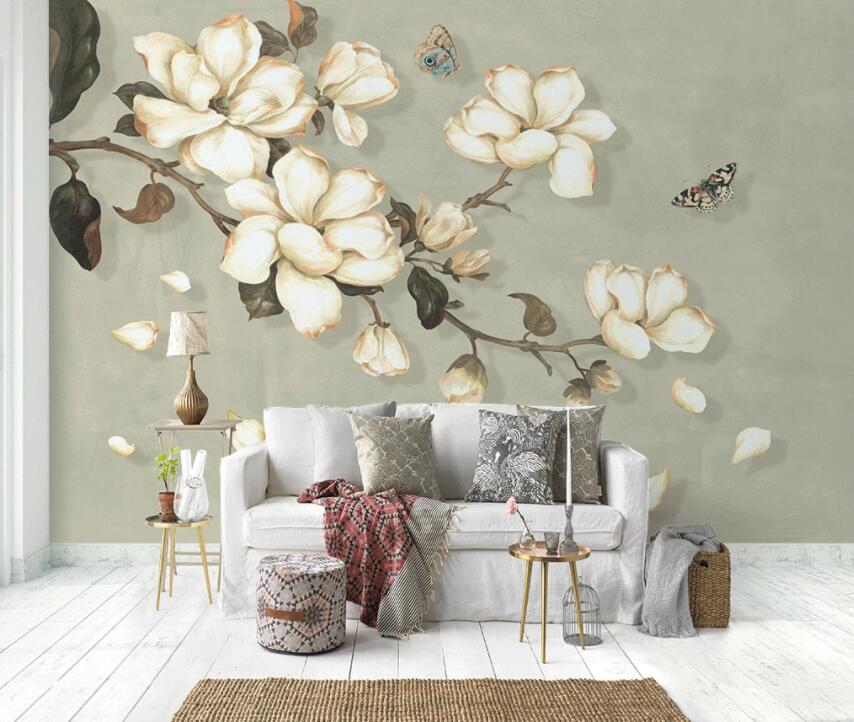3D Flower Butterfly 248 Wall Murals Wallpaper AJ Wallpaper 2