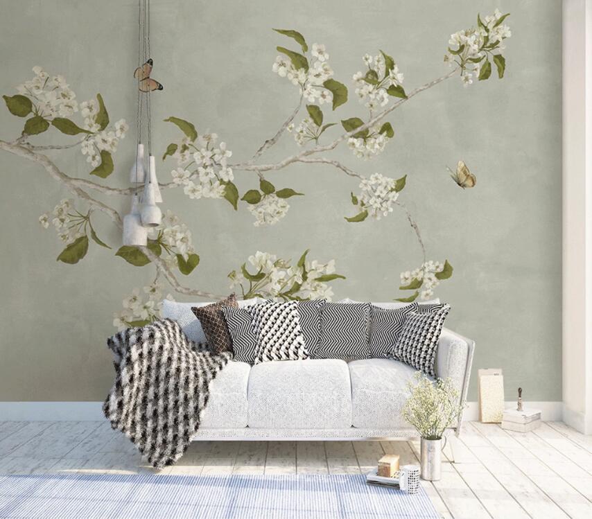 3D Flower Butterfly 247 Wall Murals Wallpaper AJ Wallpaper 2