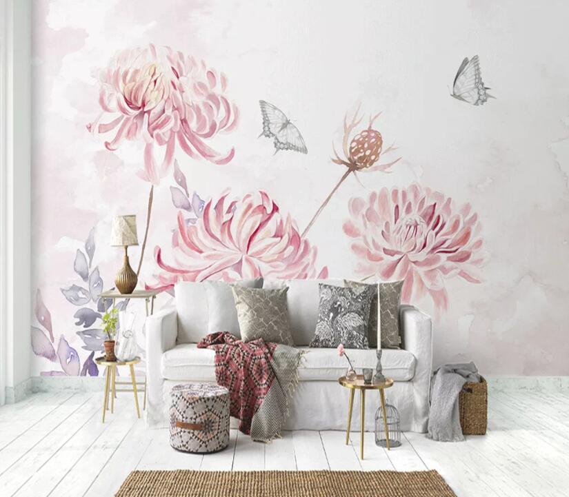 3D Pink Flowers 202 Wall Murals Wallpaper AJ Wallpaper 2