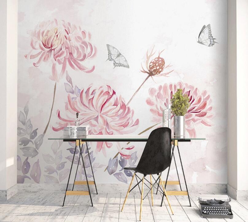 3D Pink Flowers 202 Wall Murals Wallpaper AJ Wallpaper 2