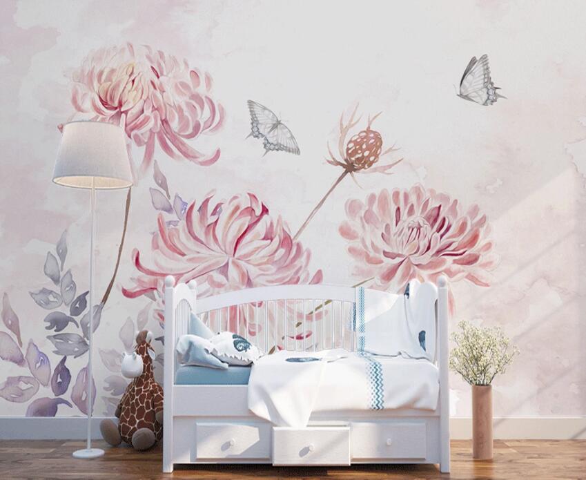 3D Pink Flowers 202 Wall Murals Wallpaper AJ Wallpaper 2