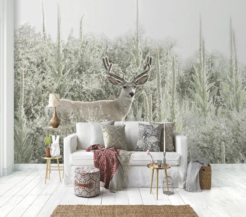 3D Forest Deer 1596 Wall Murals Wallpaper AJ Wallpaper 2