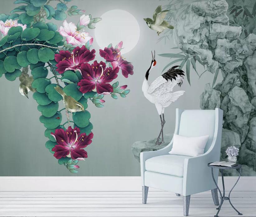 3D Flower Bird 170 Wall Murals Wallpaper AJ Wallpaper 2