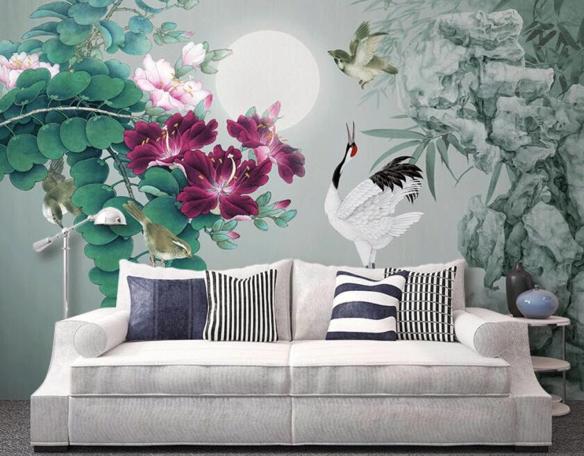 3D Flower Bird 170 Wall Murals Wallpaper AJ Wallpaper 2
