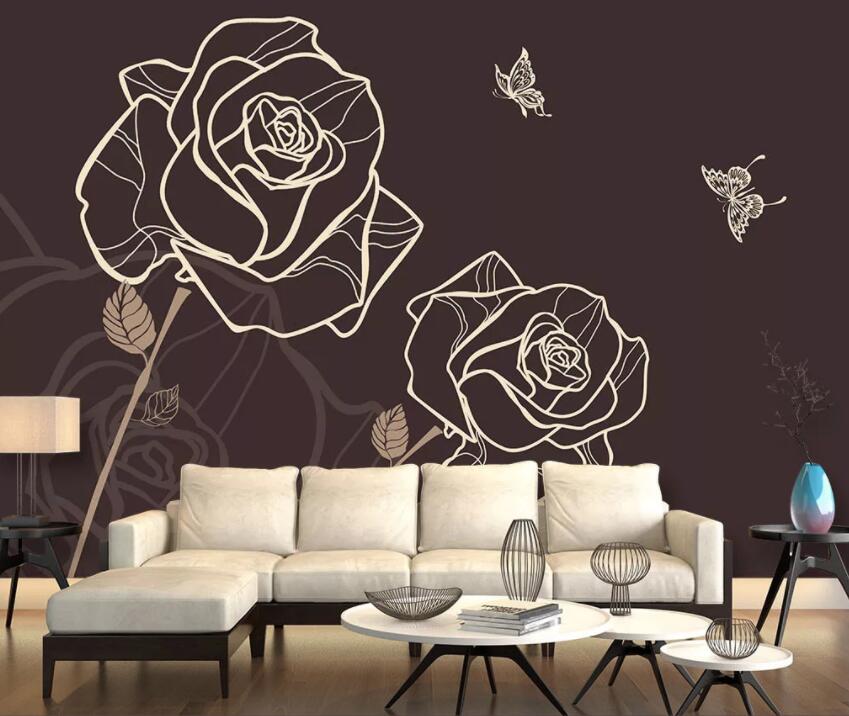 3D Flower Butterfly 168 Wall Murals Wallpaper AJ Wallpaper 2