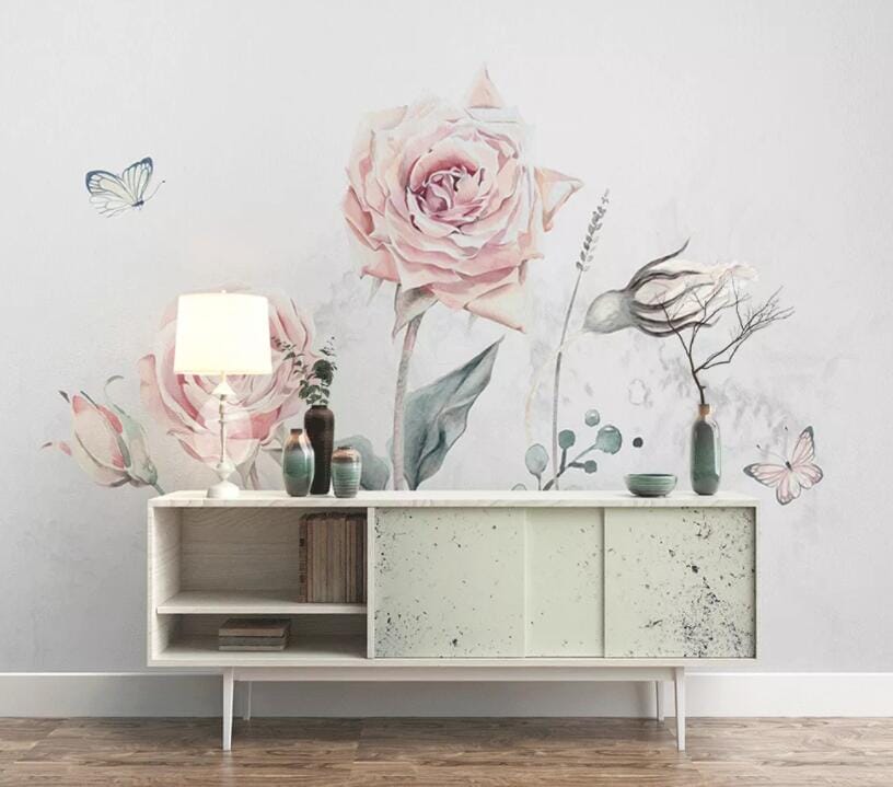 3D Flower Butterfly 1560 Wall Murals Wallpaper AJ Wallpaper 2