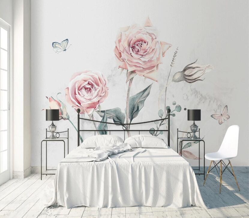 3D Flower Butterfly 160 Wall Murals Wallpaper AJ Wallpaper 2
