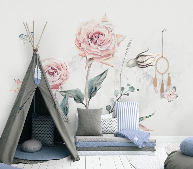 3D Flower Butterfly 160 Wall Murals Wallpaper AJ Wallpaper 2