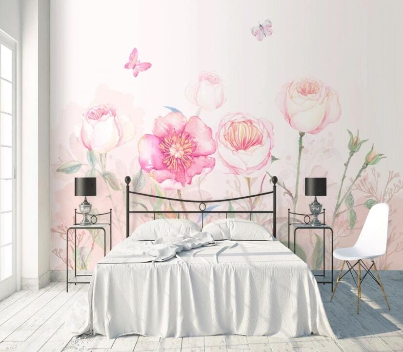 3D Flower Butterfly 1557 Wall Murals Wallpaper AJ Wallpaper 2