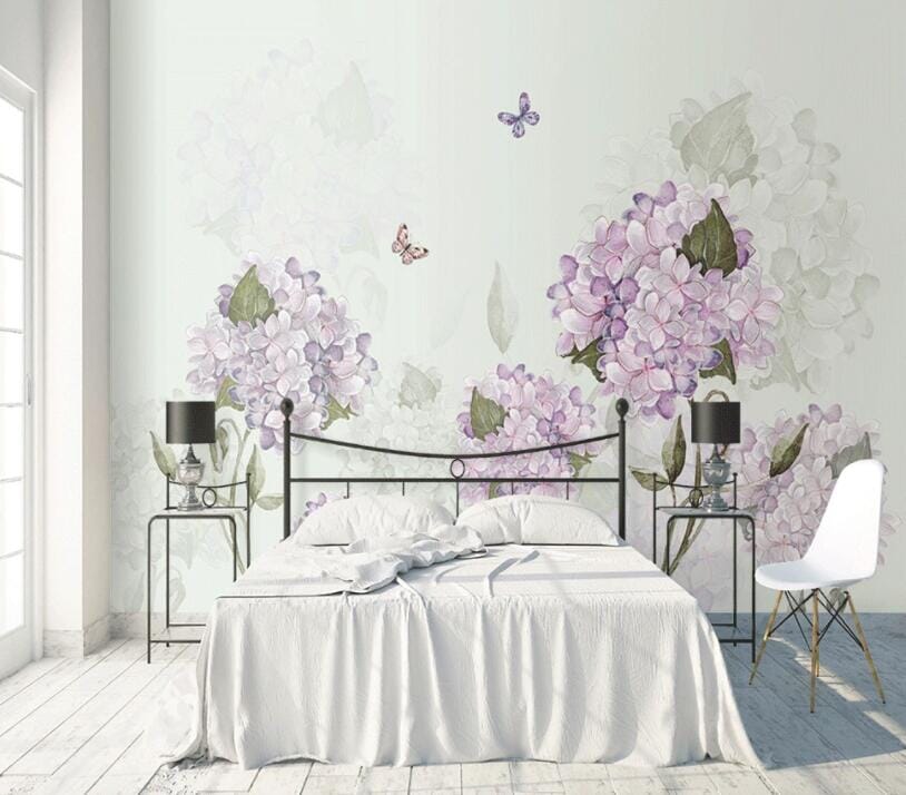 3D Purple Flowers 1554 Wall Murals Wallpaper AJ Wallpaper 2