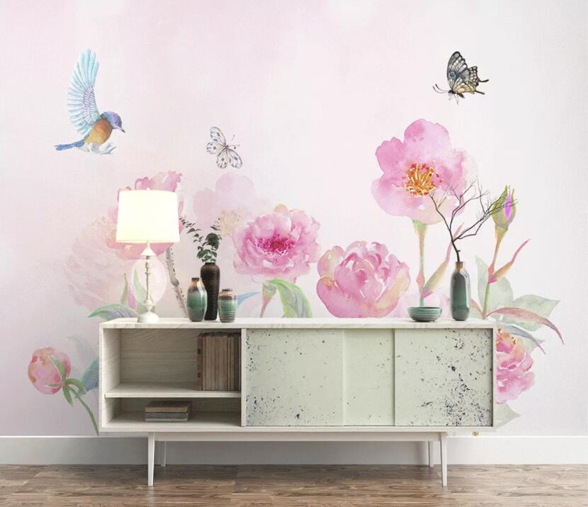 3D Flower Butterfly 155 Wall Murals Wallpaper AJ Wallpaper 2
