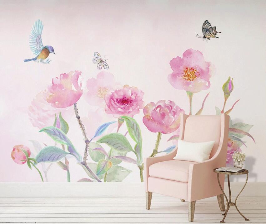 3D Flower Butterfly 155 Wall Murals Wallpaper AJ Wallpaper 2
