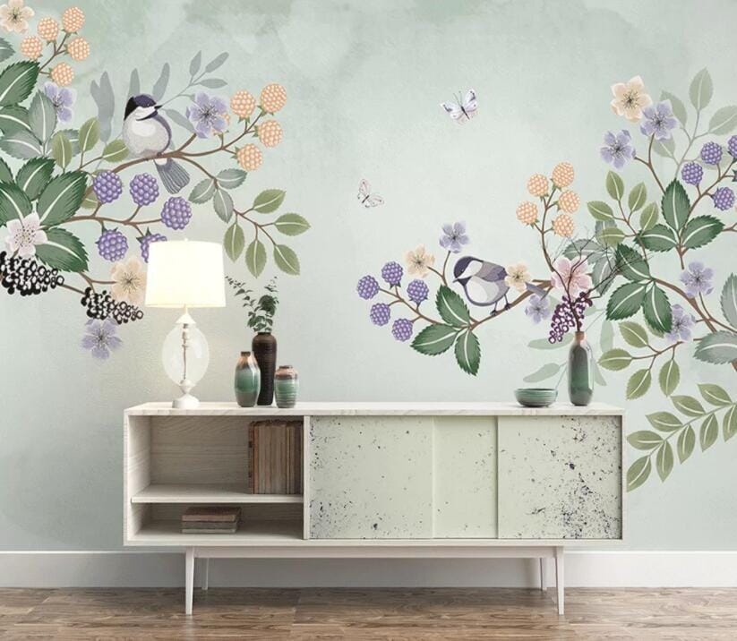 3D Flower Bird 1540 Wall Murals Wallpaper AJ Wallpaper 2