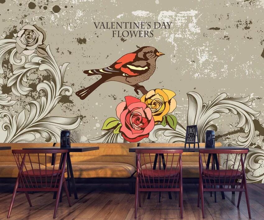 3D Flowers And Birds 1519 Wall Murals Wallpaper AJ Wallpaper 2