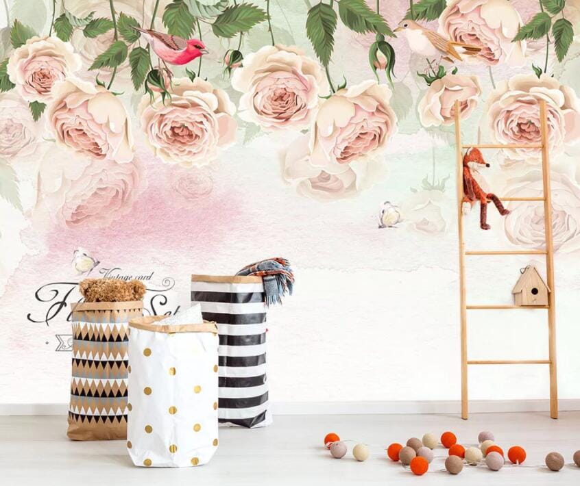 3D Pink Rose 1468 Wall Murals Wallpaper AJ Wallpaper 2