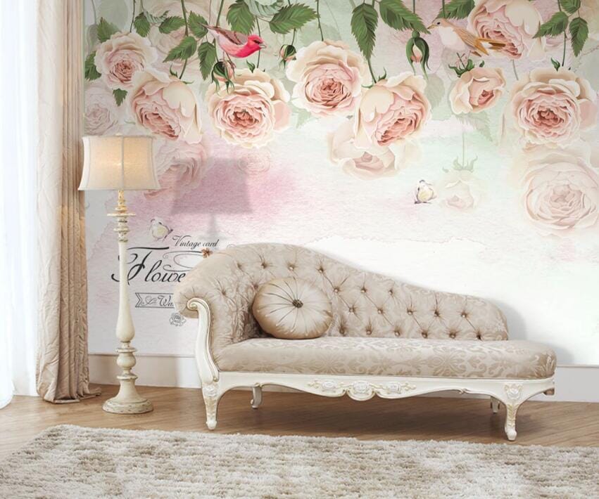 3D Pink Rose 1468 Wall Murals Wallpaper AJ Wallpaper 2