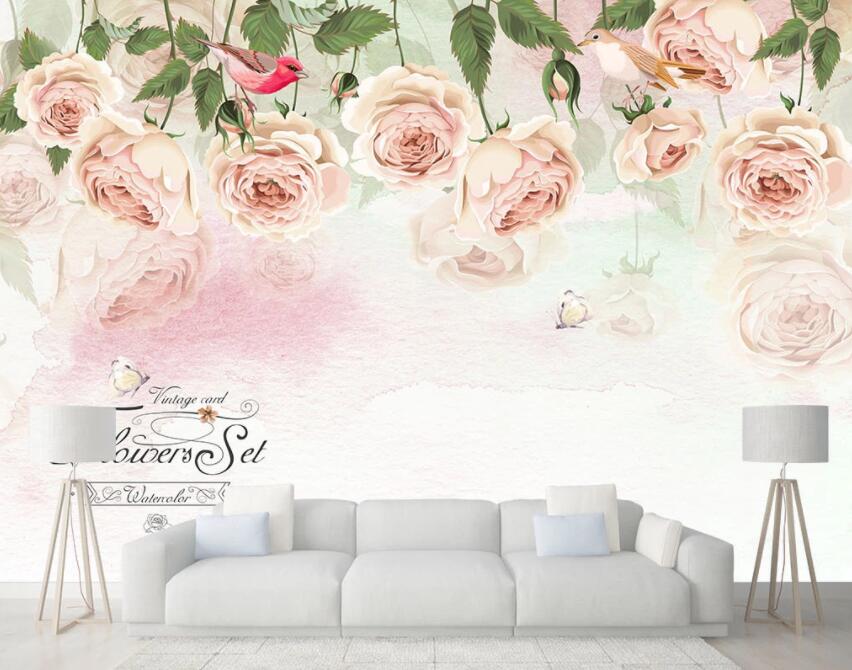 3D Pink Flowers 068 Wall Murals Wallpaper AJ Wallpaper 2