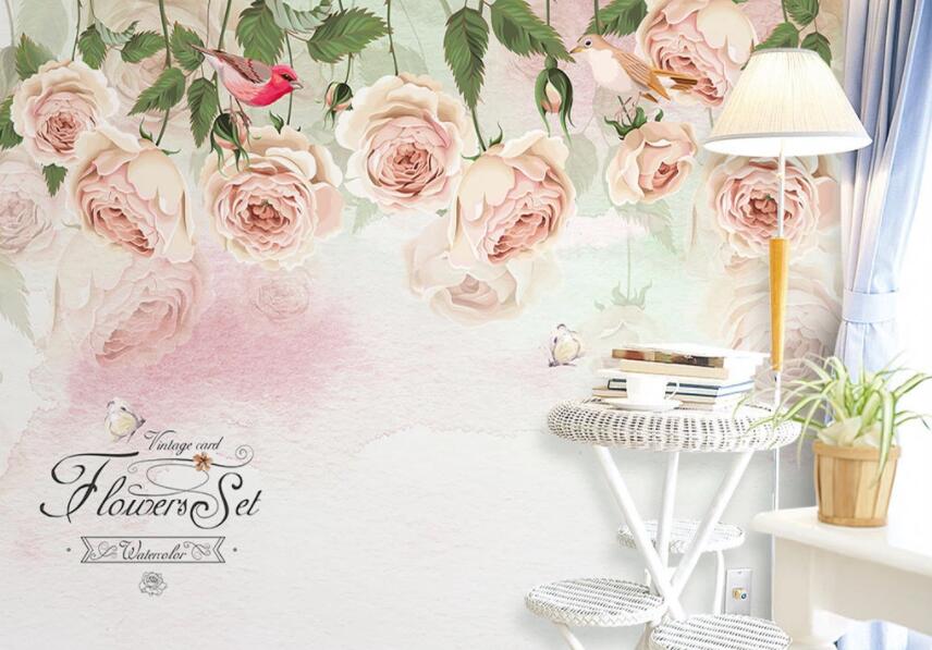 3D Pink Flowers 068 Wall Murals Wallpaper AJ Wallpaper 2